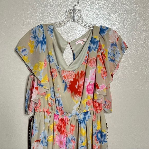 MARGO & Sebastian Tan Spring Floral Flowy Dress Size Medium - Picture 8 of 8
